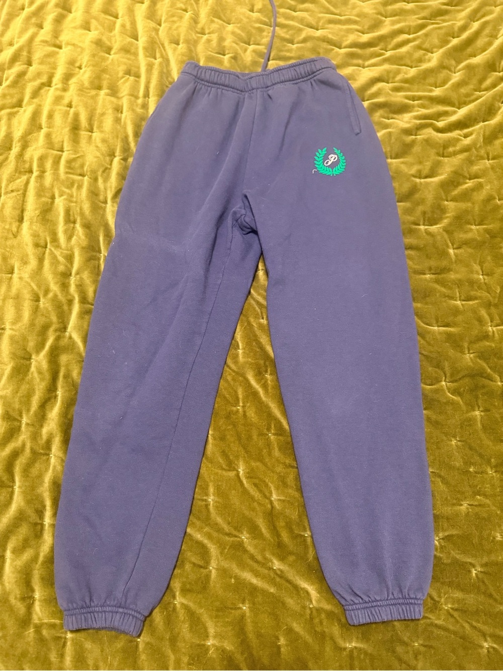 PINK Victoria's Secret Navy Sweatpants with Green Crest